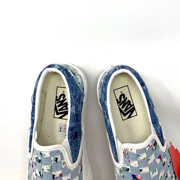 VANS Classic Slip On Shoes Women's Woven Denim Platform Canvas Blue VN0A7Q5RB12 - Picture 2 of 8